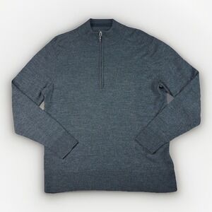 Smartwool Sweater Mens Large Charcoal Gray Quarter Zip Merino Wool Blend‎